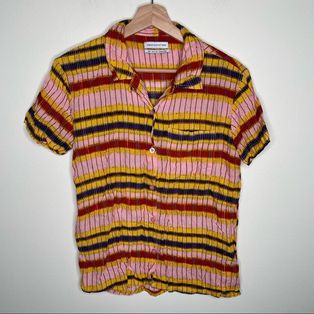 Urban Outfitters Striped Button Up Tee small